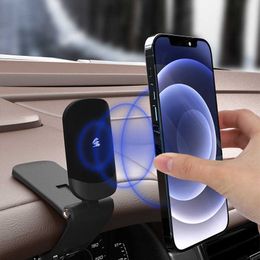 Cell Phone Mounts Holders 360 Degree Adjustable Car Mini Magnetic HUD Phone Holder Dashboard Mount Silent Car GPS Navigation Bracket Auto Accessories P230316