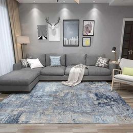 Carpets 200300cm Fashionable Modern White Blue Grey Abstract Ink Painting Living Room Bedroom Kitchen Bedside Carpet Floor Mat
