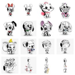 925 Sterling Silver Cute Dog Mouse Beads Charms Women with Original BOX for Pandora Fits 3mm Snake Chain Bracelet Children Birthday Gift DIY Making Jewellery B038