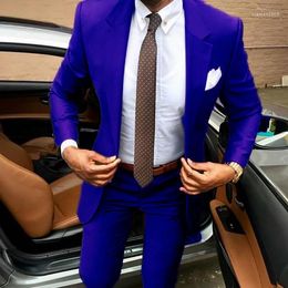 Men's Suits 2 Pieces Royal Blue Casual Mens Suit Costume Custom Made Wedding For Men Slim Fit Groom Tuxedos Jacket Pants