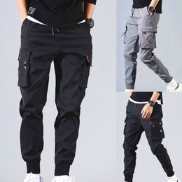 Men's Pants Spring Summer Men's Drawstring Pants Tie Feet Overalls Harajuku Thin Ankle-Length Cargo Trousers Sportswear Boys Joggers Male 230316