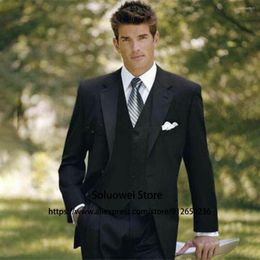 Men's Suits Classic Black Long Tuxedo For Groom Wedding Slim Fit 3 Piece Jacket Vest Pants Set Business Mens Formal Prom Costume Homme