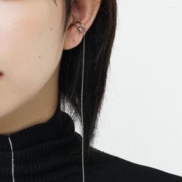 Backs Earrings Korean Fashion Silver Colour Long Chain Tassel Fake Piercing Ear Cuff Clip On Faux Earings Clips Punk Accessories