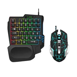 Mobile Phone PUBG One-Handed Gaming Keyboard and Mouse Kit Wired Mouse Keyboard Set for Mobile Phone Tablet PC Android Gamer