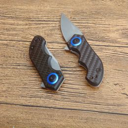 New Arrival Pocket Flipper Folding Knife CPM-20CV Stone Wash Blade Carbon Fibre with Steel Sheet Handle Ball Bearing EDC Knives with Retail Box