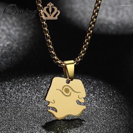 Pendant Necklaces QIMING Unique Happy Face Necklace For Women Vintage Jewellery Geometric Stainless Steel