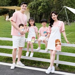 Family Matching Outfits Family Look Matching Clothes Matching Family Cartoon Outfits Dress Sets Mother and Daughter Clothes Cotton Shirts Tee Family Set 230316