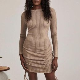 Casual Dresses Sweater Dress Mini Short Thick O-neck Long Sleeve Spring Winter 2023 Slim Fit Ladies Knitted Fashion Vestidos