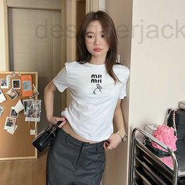 Women's T-Shirt designer Short sleeve women's 2023 spring patch simple temperament letter rabbit embroidery round neck t-shirt O5YO