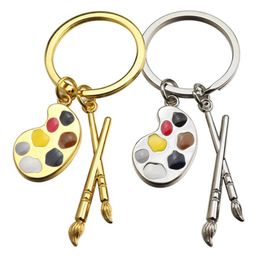 palette key pendant art school art department drawing pen gift painting key chain