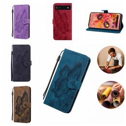 Wallet Cases For Google Pixel 7 Pro 7A 6 6A Redmi 10C 10A 10 5G A1 2022 Xiaomi 12T Pro Samsung A54 3D Butterfly Leather Retro Print Imprint Animal Holder Flip Cover Purse