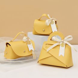 Gift Wrap 5/10 Pieces Creative Leather Romantic Wedding Candy Box Tote Bag Exquisite Birthday Party Chocolate Holiday Gift Wrap 230316