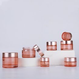 Pink 5g 10g 15g 20g Glass Cream Jar Facial Cream Packaging Container 30g 50g 60g 100g SN4106