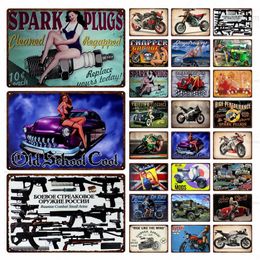 Sexy Pin Up Girl Plate Metal Painting Sign Vintage Motor Poster Metal Tin Sign Racing Car Garage Bar Wall Plaques Decor Art Iron Plate Painting 30X20cm W03