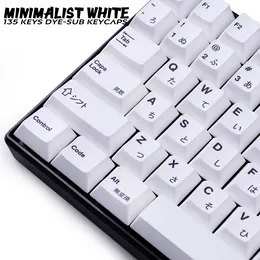 PBT großes Set Kirschprofil SUB-DYE japanische Tastenkappe minimalistischer weißer Themenstil geeignet für mechanische Tastatur