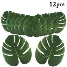 Decorative Flowers 12PCS Artificial Palm Leaves Tropical Leaf Fake For Table Decor
