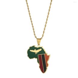 Pendant Necklaces Africa Zambia Map Flag Gold Colour Charms Jewellery