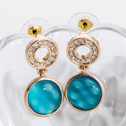 Stud Earrings ER-00493 Gold Plated Opal Jewellery Allergy-free Fashion Round For Women 2023 Christmas Gift Drop