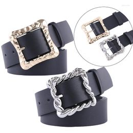 Belts Black Leather For Women Fashion Jeans Carved Buckle Female Belt Pin Sword Goth Retro Punk Gothic Femme Riem