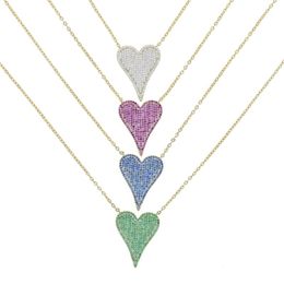 Chains Micro Pave CZ Colourful Heart Pendant Necklace 2023 Summer Multi Colour Fashion JewelryChains