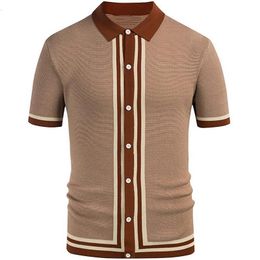 Men's Polos Spring Autumn Men Polo Shirt Short Sleeve Business Cardigan Shirt High Quality Men Polo Streetwear Casual Splicing Knitting 230316