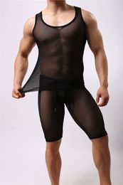 Men's Tracksuits Brand BRAVE PERSON Mens Sexy Vest Shorts SET Solid Mesh Sleeveless vest Bodybuilding Middle FY34 230314