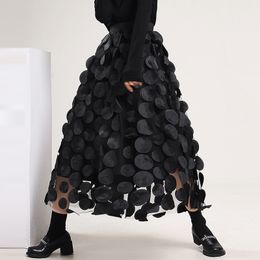 Skirts Xpqbb 2023 Spring Women Black Mesh Long Fashion Elastic High Waist Tulle Female Casual Streetwear ALine 230316