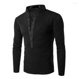 Men's T Shirts 2023 Autumn Outfit Muscle Men Long Sleeve T-shirt Crossfit Stretch Big V Button Tight Leisure Fitness Clothing Coat