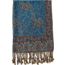 Scarves Paisley Flowers Borders Pashmina Silk Scarf Shawl Wrap Blanket Reversible Comfortable Vintage With Tassels Soft 70X180cm 200g