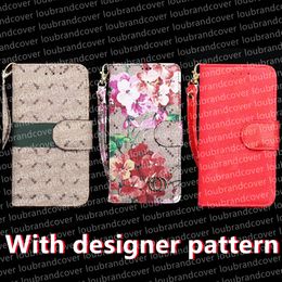 Designer Classics Leather Phone Cases For iPhone 15 14 Pro Max 13 12 Mini 11 Xs XR X 8 7 14Plus Fashion Wristband Lanyard Print Back Cover Luxury Shell Wallet Flip Case