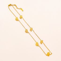 Elegant 18K Gold Necklace Stainless Steel Designer Necklaces Choker Chain Flower Letter Pendant Fashion Women Adjustable Necklaces Wedding Jewelry ZG1700