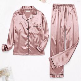 Womens Sleepwear Pyjamas For Women Winter Long Sleeves Sexy Lingerie Satin Pyjama Sets Female Night Clothes Silk Pyjamas Loungewear