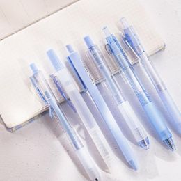 6Pcs Writing Pen Practical Bright Colour Black Ink Student Cute Press Gel School Supplies