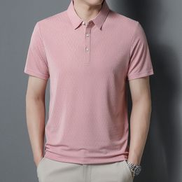 Men's Polos Fashion Brand Solid Men's Polo Shirt Short Sleeve Summer Collar Shirt Loose Fitted Polo Shirt Male Korean Clothing Femme Tops 230316