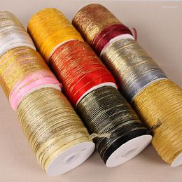 Fabric And Sewing 450Meters/Roll Gold Edge 10mm Transparent Chiffon Organza Ribbons For Wedding Birthday Party Event Decoration Gift Box