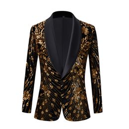 Men's Suits Blazers Black Shiny Gold Sequin Glitter Embellished Blazer Jacket Nightclub Prom Suit Red Men Costume Homme Stage Clothes For Singers 230316