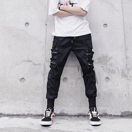 Men's Pants Joggers Casual Men Harajuku Ribbons Techwear Fashion Y2k Streetwear Women Cargo Black Baggy Harem Trousers
