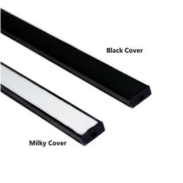 LED Strips 0.5m 20 Inch Flat U LED Strip Black Profile 5V 12V 24V 3V Tape Light Cover Under Counter Cabinet Bar Channel Housing Diffusser P230315