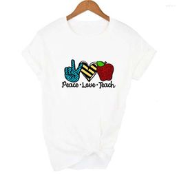 Women's T Shirts Women's T-shirt Peace Love Education Graphic Print Harajuku Fashion Teacher Short Sleeve Camisetas Mujer Female