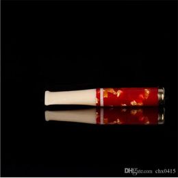 Smoking Pipes New fine jade porcelain box, cigarette holder, golden red shell, high-grade double