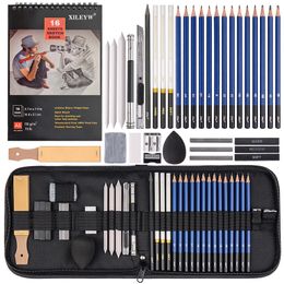 Pencils 37 Pcs Sketch Pencil Set Professional Sketching Drawing Kit Wood Pencil Bags for Painter School Students Art Supplies 230314