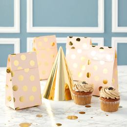 Gift Wrap 25Pcs/Lot Cute Bronzing Polka Dot Pink Candy Paper Bag Holiday Party Supplies Small Gift Wrapping Bag 230316