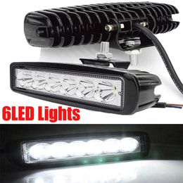 LED Strips 18W Car Working Light Bar 6LED Car Lights Spotlight Auto Motorcycle Truck Tractor Trailer Off-Road Headlight P230315