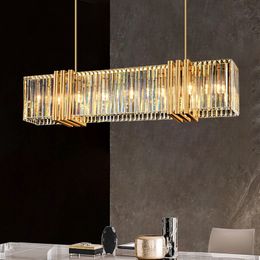 Rectangular Island Crystal Chandelier Modern Hanglamp AC110V 220V Luxury Living Room Cristal Lampe Bar Lighting