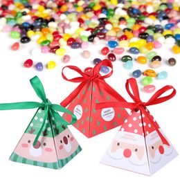 Gift Wrap Boxes Christmas Gift Box Holiday Candy Treat Goodie Small Paper Cookie Favors3D Trianglepresents Wrapping Party Favour 230316