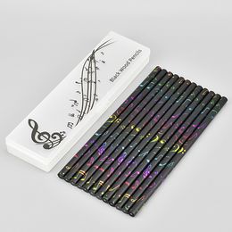 Pencils Colorful Music Notes Blackwood Pencil Student Gift Music Stationery Treble Clef Pencil Box Cute Pencils For School Pencil Set 230314