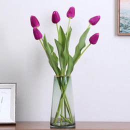 Decorative Flowers Luxury Real Touch Tulip Long Branch Artificial For Xmas Home Table Decor Wedding Decorations Floral Flores Artificiales