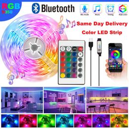 LED Strips LED Strip Light Bluetooth LED Light Bar with Infrared Remote Control 24 Keys 5050 RGB Tape for TV Backlight Bedroom Decoration P230315