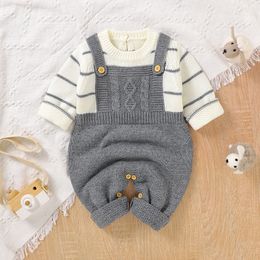 Rompers Baby Romper Knitted Solid born Girls Jumpsuit Outfits Long Sleeve Autumn Toddler Infant Boys Clothing Fashion Sling Playsuits 230316