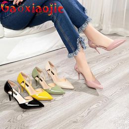 Sandals Pointed Toe High Heels 2023 Pure Colour Fashion Hollow Out Cover Heel Sandal 8.5CM Fine With Single Elegant Party Dress Shoes